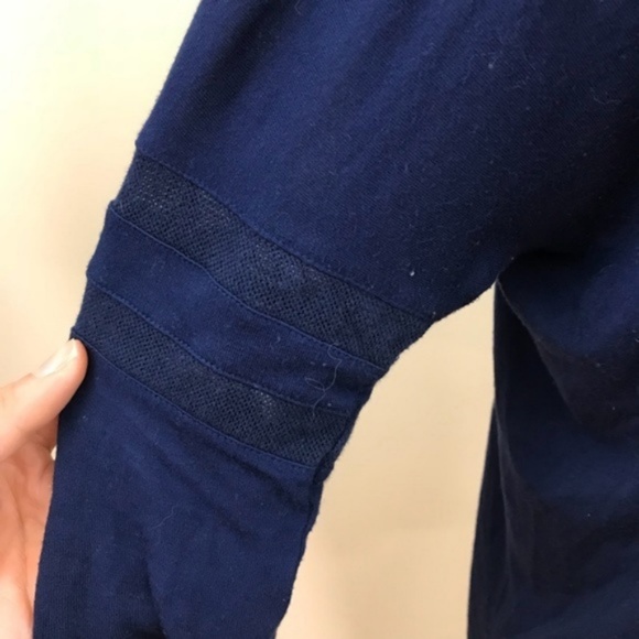 Vince Blue Drop Shoulder Mesh Sleeve Insert Top M - Picture 6 of 6